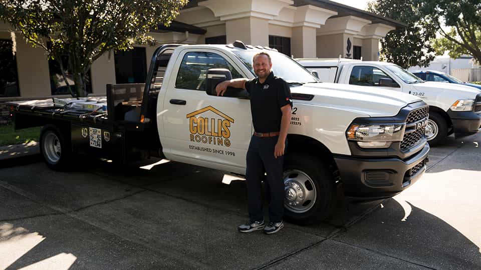 Picture of a Collis Roofing work truck